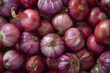 Canvas Print - Vibrant red onions create a visually appealing backdrop, emphasizing freshness and healthy eating