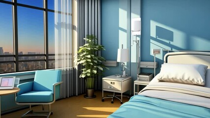 Sticker - Hospital Room with City View