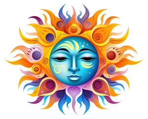 Canvas Print - PNG vibrant sun face art