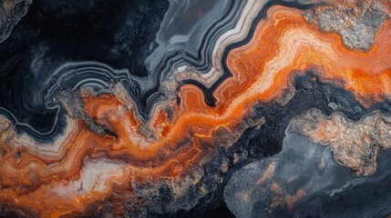 Poster - Abstract orange and black marble texture background