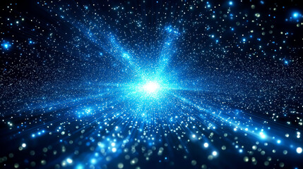 Wall Mural - Cosmic Sparkle: A Universe of Blue Light and Celestial Wonders