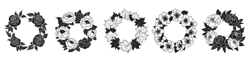 Wall Mural - elegant floral wreath designs, vector element set