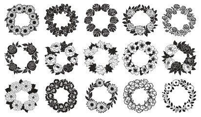 Wall Mural - elegant floral wreath designs, vector element set