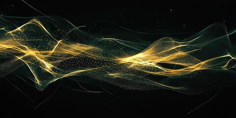Wall Mural - an abstract depiction of illuminated technology with dynamic lines and bright points of light.