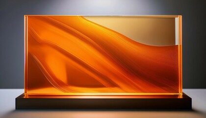 Canvas Print - a sleek orange acrylic plaque with a rectangular shape mounted on a sturdy base designed for display purposes