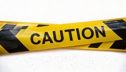 Caution Tape. yellow and black tape isolated on white. Generated image