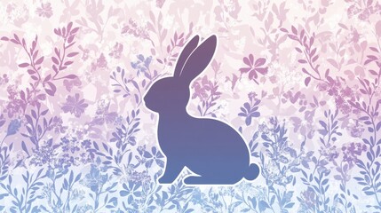 Wall Mural - A colorful Easter background with a bunny silhouette and decorative patterns.