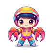 © พิชญฎา พิชญรมณ์ - Adventurous space explorer with claw arms outer space digital art colorful environment cartoon style fun concept