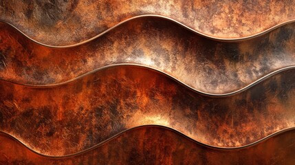 Poster - Abstract background of wavy copper metal texture.  Perfect for industrial or modern design.