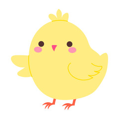 Wall Mural - a cute yellow chicken with a pink beak and a pink head. the chicken is standing on its two legs and 