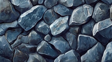Poster - Dark gray stone wall texture seamless pattern