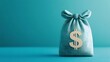 © pkproject - Stylized Money Bag on Pastel Blue Bank Scene 3D