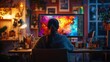 © Khairil - Creative Workspace with Colorful Digital Art Display