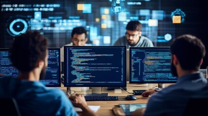 A team of software developers collaborating on application development.