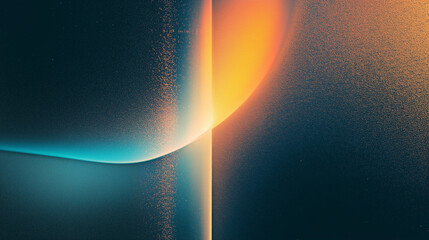 Leinwandbilder - Abstract gradient of light blue and orange on a dark textured background, resembling the aurora borealis in space with a glowing ethereal spark. Perfect for cosmic, magical, and creative digital art t