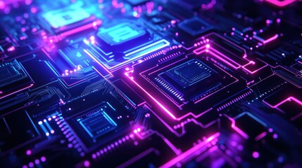 Neon Circuitry: A Glowing Digital Landscape