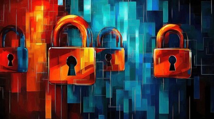 Exploring the concept of digital security through abstract representations.