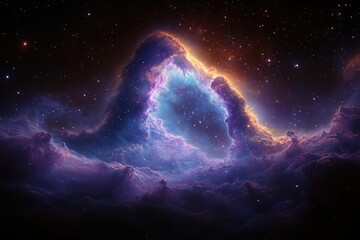 Wall Mural - mesmerizing cosmic vista featuring swirling galaxies and vibrant nebulae, ethereal purple and blue gas clouds illuminated by distant stars, ultra-detailed astronomical photography