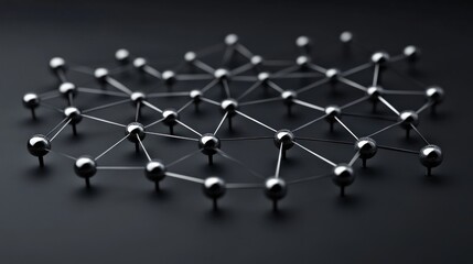 Abstract metallic network nodes connected by lines