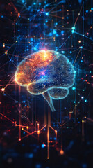 Leinwandbilder - Digital brain made of electronic circuits processing data, symbolizing artificial intelligence and neural networks