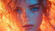 © gen_pick - A surreal close-up of a woman with vibrant lighting and abstract effects, evoking emotions and mystery. Perfect for artistic, editorial, and creative design projects.