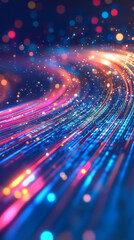 Aufkleber - Vibrant light trails spiraling dynamically across dark backdrop, generating visual momentum and kinetic energy