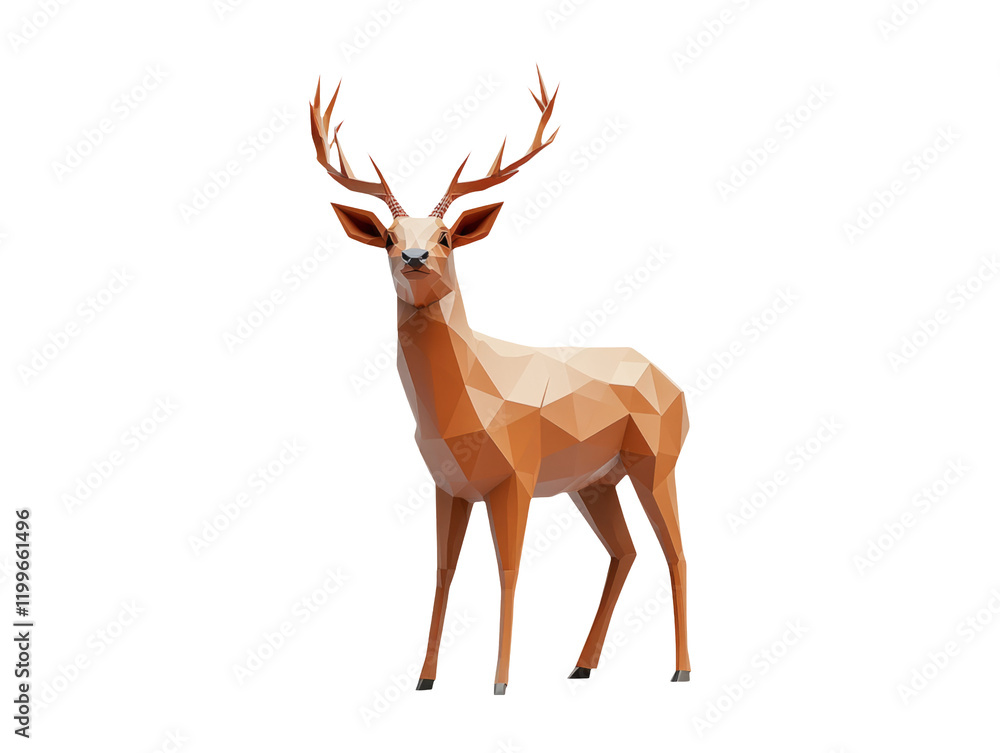 3D Minimalist Deer Illustration Isolated on Transparent Background for ...