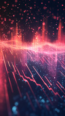 Leinwandbilder - Luminous particles are forming wavy lines and creating a futuristic atmosphere with a gradient from red to blue