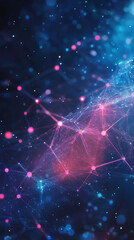 Leinwandbilder - Glowing dots connected by lines create a futuristic plexus network on a dark background, representing technology and innovation