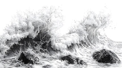 Wall Mural - Majestic Ocean Wave Crashing Against Dark Rocks