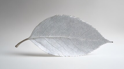 Sticker - White Leaf with Intricate Veins and Cracked Texture