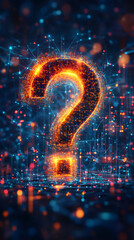 Aufkleber - Luminous question mark hovering over digital network grid, symbolizing technological uncertainty and innovative questioning