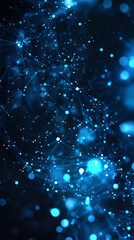 Aufkleber - Plexus effect with glowing dots and lines creating a futuristic network on dark background, concept of data transmission