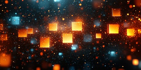 Wall Mural - colorful glowing squares create a mesmerizing display of light in a digital abstract background