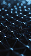 Poster - Digital network visualization depicting interconnected nodes, representing data flow and technological complexity
