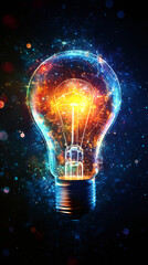 Aufkleber - Glowing light bulb with network connection symbolizing global communication and innovative ideas in a dark space