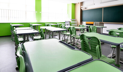 Sticker - School classroom with desks and chairs