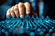 © Worrapol - Strategic Human Resource Management: A hand interacts with a digital network of human icons, representing strategic workforce planning, talent acquisition, and team management.