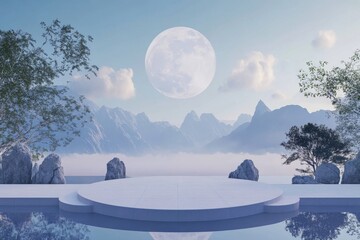 Canvas Print - landscape with moon