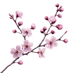 Wall Mural - cherry blossom branch watercolor isolated on transparent background cutout
