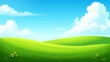 © Good Pictures Inc.  - Idyllic landscape with rolling green hills under a bright blue sky. Perfect for nature, spring, and childhood themes