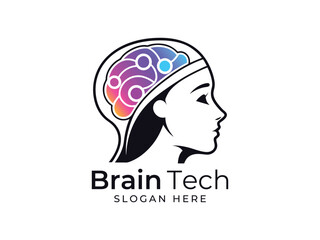 Wall Mural - intelligence tech logo, brain tech logo, icon, symbol, creative logo template for artificial intelli