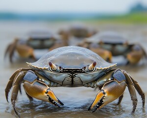 Wall Mural - Close-up of a crab on the beach