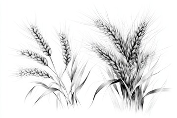 Poster - A minimalist line drawing of a single stalk of wheat with clean, simple lines on a white background, emphasizing elegance and simplicity
