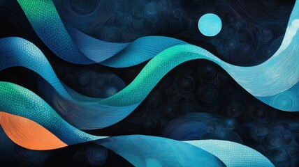 Wall Mural - abstract waves in vibrant colors create a dynamic visual effect.