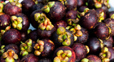 Pile of fresh mangosteens in market