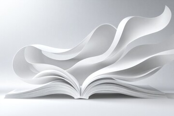 Canvas Print - A sleek vector depiction of an open book with simple, flowing lines, placed on a plain, muted background