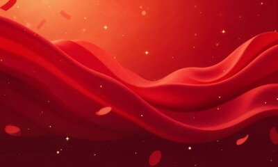 Wall Mural - Red fabric wave, celebration background.