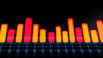 Leinwandbilder - An abstract visualization of colorful bars representing data, illuminated against a dark background, highlighting trends and variations.