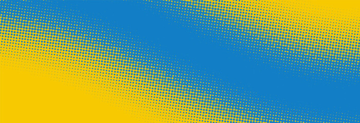 Modern blue and yellow pop art background with halftone dots in comic style, vector illustration eps10	